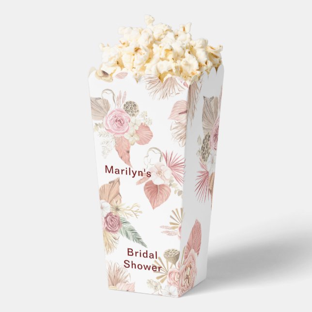 Personalized Pink Boho Florals Popcorn Box (Popped)