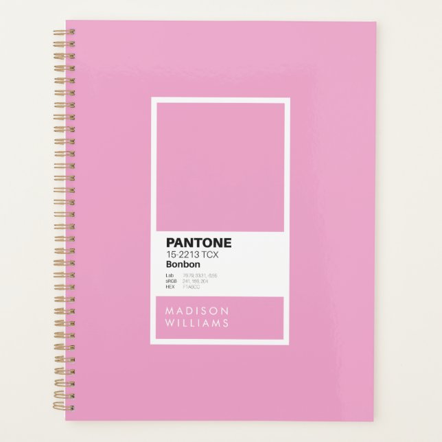 Personalized Pink Bonbon Notebook | Custom Name Planner (Front)