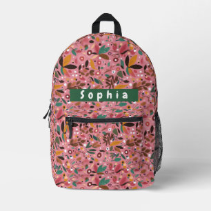 Personalized Pink Botanical Backpack for Girls