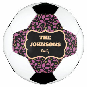 Personalized Pink Botanical Family name design Soccer Ball