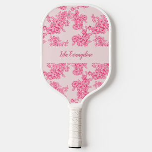 Personalized Pink Botanical Floral French Country Pickleball Paddle