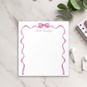 Personalized Pink Bow and Ribbon Notepad