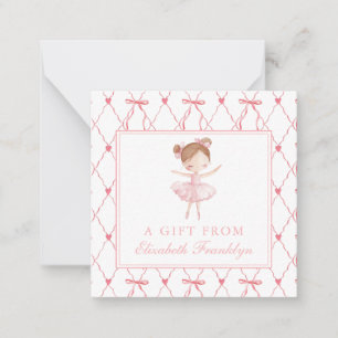 Personalized Pink Bow Ballerina Gift Enclosure Card