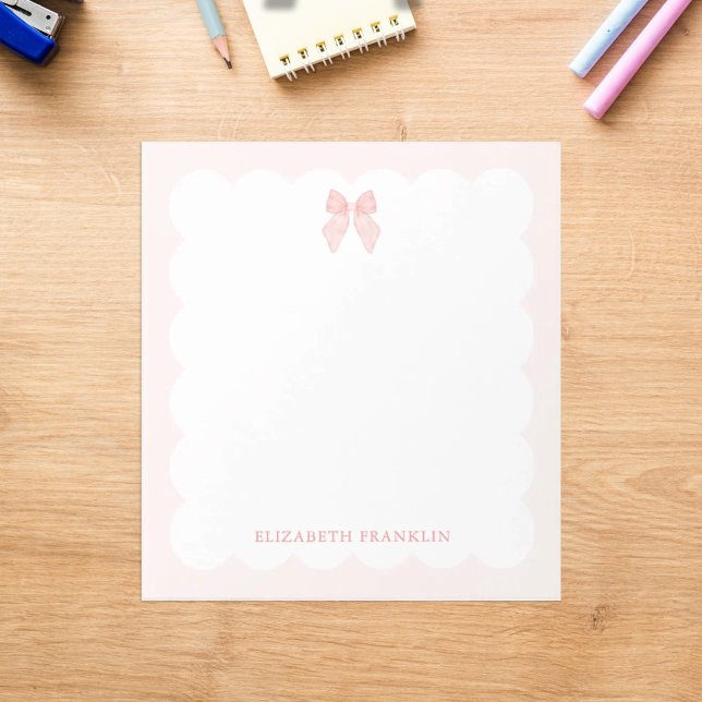 Personalized Pink Bow Bow Coquette Aesthetic Notepad (Creator Uploaded)