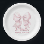 Personalized Pink Bow Bridal Shower Fancy Paper Plate<br><div class="desc">Elevate your bridal shower celebration with the Personalized Pink Bow Bridal Shower Fancy Paper Plates. Perfect for a chic bridal brunch, bridesmaids' luncheon, or fancy tea party, these elegant plates feature a delightful pink bow design that adds a sophisticated touch to any event. Whether you're hosting a spring or fall...</div>
