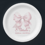 Personalized Pink Bow Bridal Shower Fancy Paper Plate<br><div class="desc">Elevate your bridal shower celebration with the Personalized Pink Bow Bridal Shower Fancy Paper Plates. Perfect for a chic bridal brunch, bridesmaids' luncheon, or fancy tea party, these elegant plates feature a delightful pink bow design that adds a sophisticated touch to any event. Whether you're hosting a spring or fall...</div>