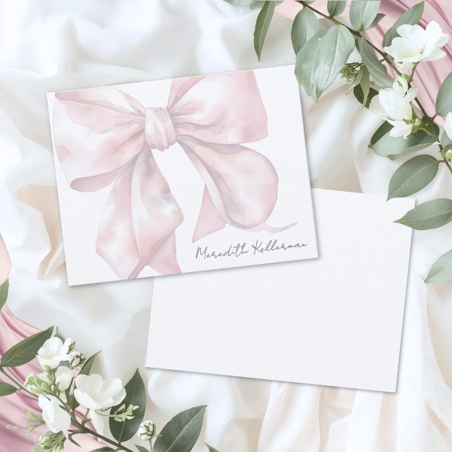 Personalized Pink Bow Card (Personalized Pink Bow Note Card)
