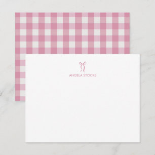 Personalized Pink Bow Gingham Card