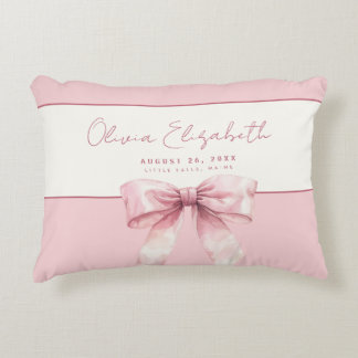 Personalized Pink Bow Girl  Accent Pillow