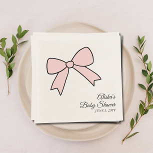 Personalized Pink Bow Girly Baby Shower Napkins