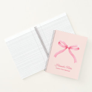 Personalized Pink Bow Girly Coquette Notebook