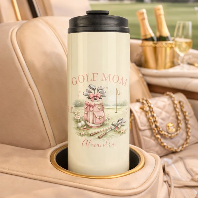 Personalized Pink Bow Golf Mom Thermal Tumbler (Creator Uploaded)