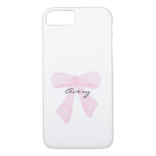 personalized pink bow iPhone 8/7 case