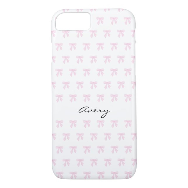 personalized pink bow iPhone 8/7 case (Back)