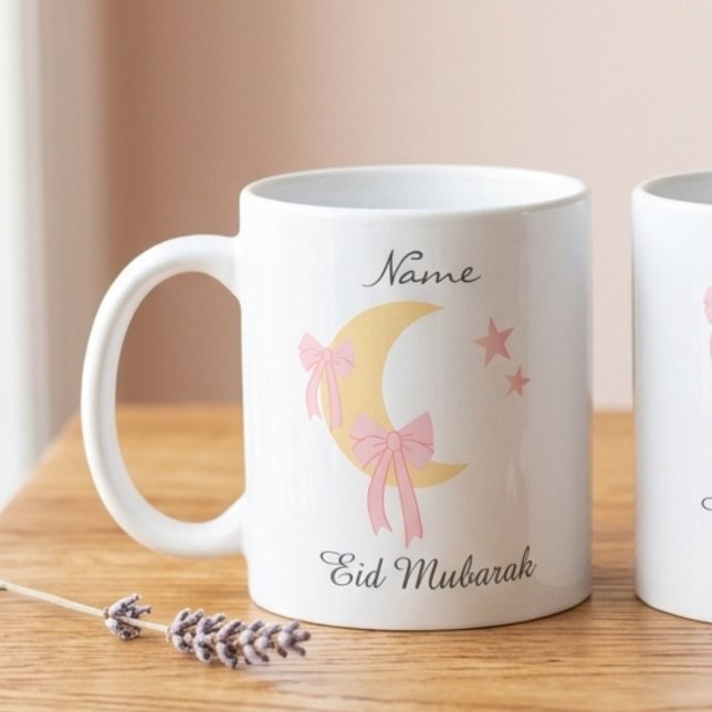 Personalized Pink Bow Moon Eid Coffee Mug (Creator Uploaded)