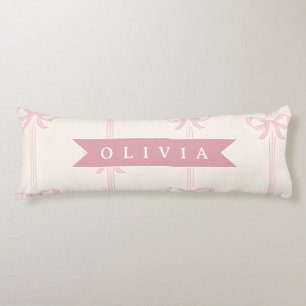 Personalized Pink Bow Name Gift Elegant Coquett Body Pillow