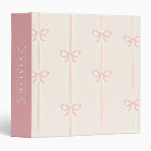 Personalized Pink Bow Name Gift Elegant Coquette Binder