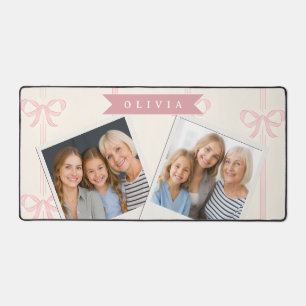 Personalized Pink Bow Name Gift Elegant Coquette Desk Mat