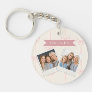 Personalized Pink Bow Name Gift Elegant Coquette Keychain