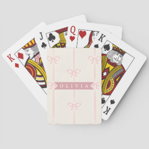 Personalized Pink Bow Name Gift Elegant Coquette Playing Cards