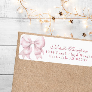 Personalized Pink Bow Return Mailing Address