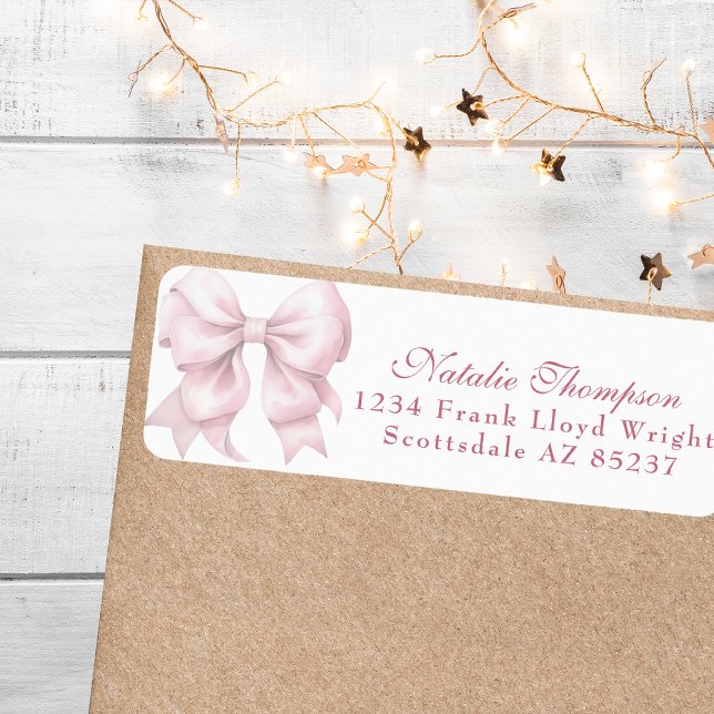 Personalized Pink Bow Return Mailing Address (Creator Uploaded)