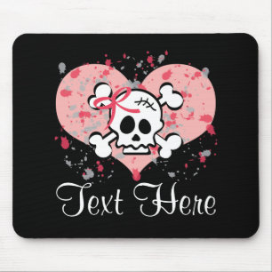Personalized Pink Bow Skull Mousepad