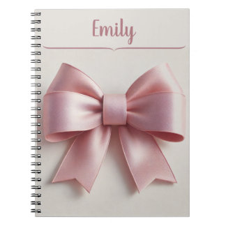 Personalized Pink Bow Spiral Notebook