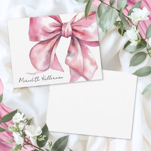 Personalized Pink Bow Thank You Card