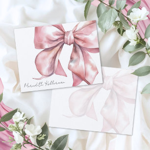 Personalized Pink Bow Thank You Card
