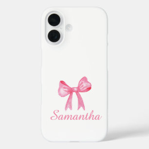 Personalized Pink Bow Tie iPhone Case Custom Name