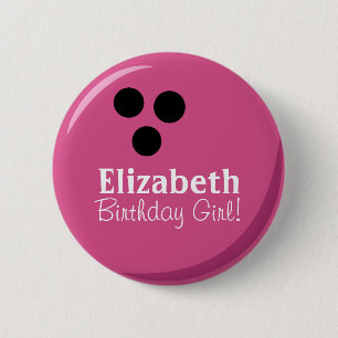Personalized Pink Bowling Ball Birthday Girl 2 Inch Round Button