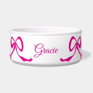 Personalized Pink Bows Dog Bowl