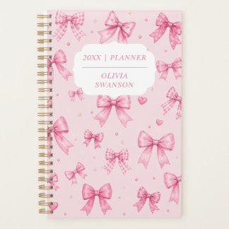 Personalized Pink Bows Preppy Custom Name Year Planner