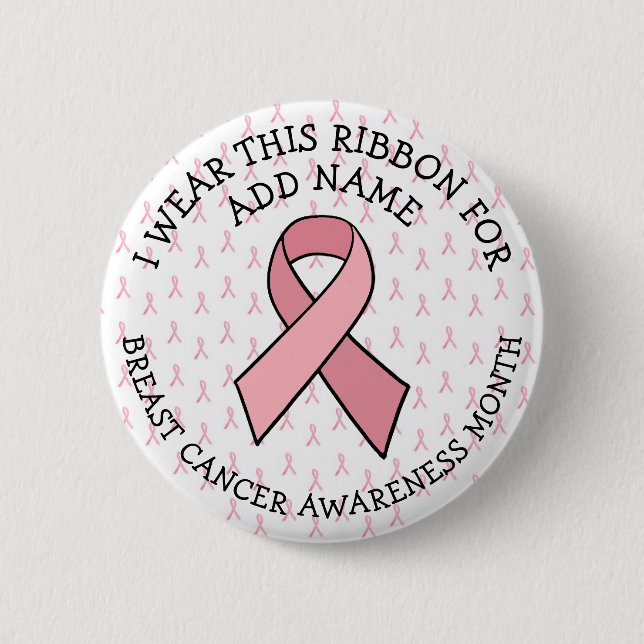 Personalized Pink Breast Cancer Awareness 2 Inch Round Button (Front)