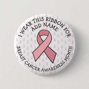 Personalized Pink Breast Cancer Awareness 2 Inch Round Button