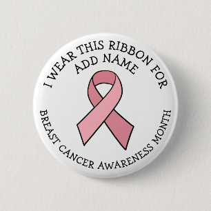 Personalized Pink Breast Cancer Awareness  2 Inch Round Button