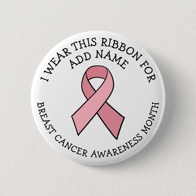 Personalized Pink Breast Cancer Awareness  2 Inch Round Button (Front)