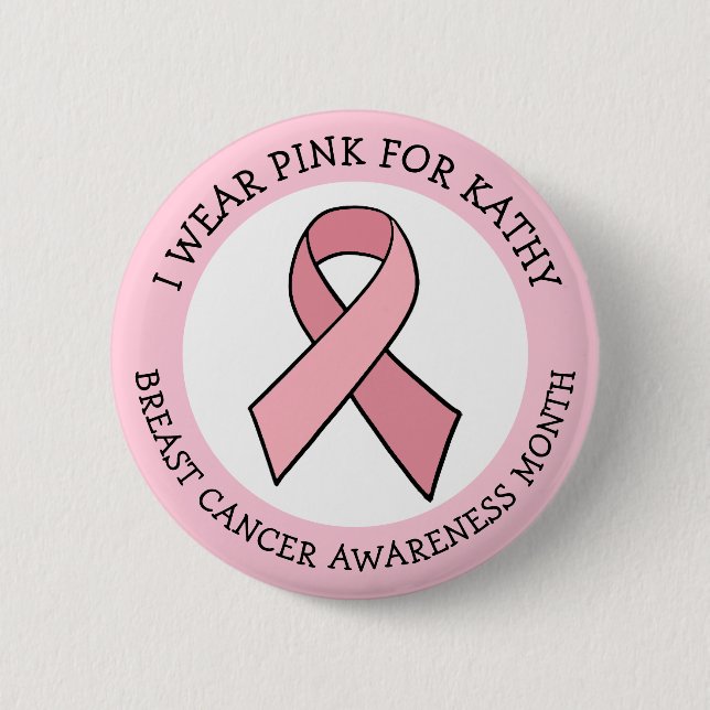 Personalized Pink Breast Cancer Awareness Month  2 Inch Round Button (Front)