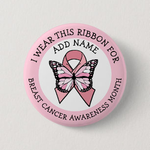 Personalized Pink Breast Cancer Awareness Month 2 Inch Round Button