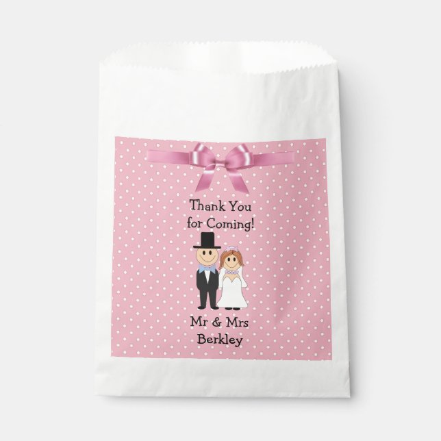 Personalized Pink Bride & Groom Candy Bags (Front)