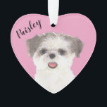 Personalized Pink Brown and White Shih Tzu Ornament<br><div class="desc">I am in love with this beautifully detailed watercolor illustration of a brown and white shih tzu dog on a sweet pink heart! Personalize these pastel ornaments and make the nice list this year! For the perfect presents, pair it with a matching item from the collection for a thoughtful housewarming,...</div>