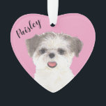 Personalized Pink Brown and White Shih Tzu Ornament<br><div class="desc">I am in love with this beautifully detailed watercolor illustration of a brown and white shih tzu dog on a sweet pink heart! Personalize these pastel ornaments and make the nice list this year! For the perfect presents, pair it with a matching item from the collection for a thoughtful housewarming,...</div>