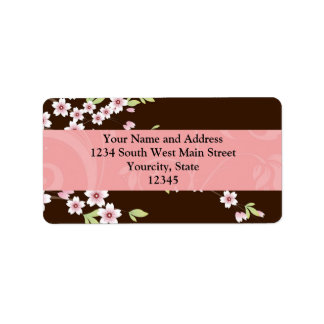 Personalized Pink/Brown Dogwood Blossom Label