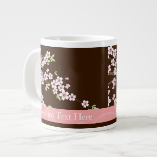 Personalized Pink/Brown Dogwood Blossom Large Coffee Mug