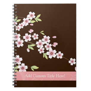 Personalized Pink/Brown Dogwood Blossom Notebook