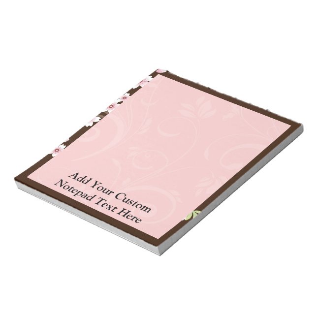 Personalized Pink/Brown Dogwood Blossom Notepad (Rotated)