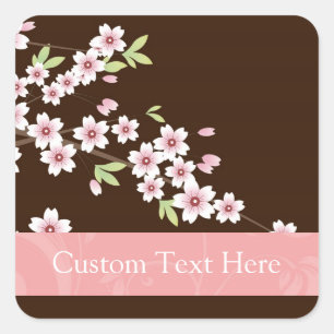 Personalized Pink/Brown Dogwood Blossom Square Sticker