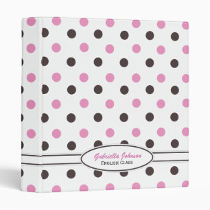 Personalized: Pink & Brown Polka Dot Binder: Binder