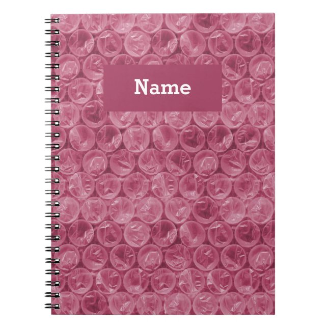 Personalized pink bubble wrap pattern notebook (Front)